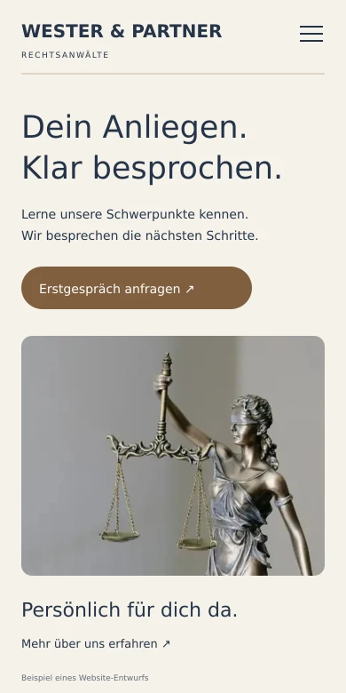 Mobile Beispielansicht für Kanzleien