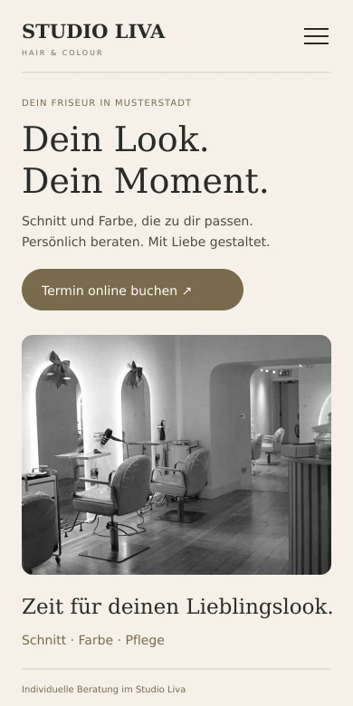 Mobile Ansicht des beispielhaften Salon-Entwurfs