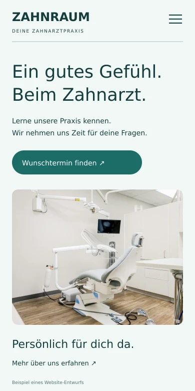 Mobile Ansicht des Zahnarztpraxis-Beispiels